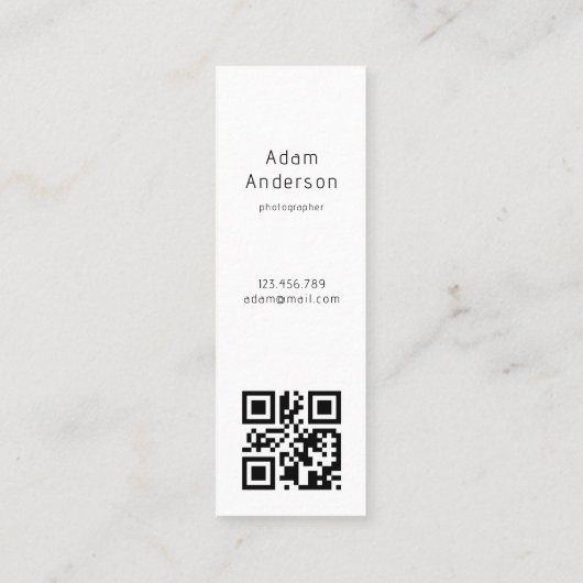 Moderner Foto QR Code Fotograf Mini Visitenkarte (Rückseite)