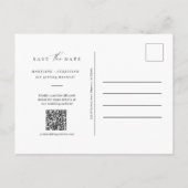 Moderner Foto-QR-Code für Peach-Bögen Save the Dat Postkarte (Rückseite)