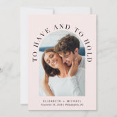 Moderner Foto QR-Code in einer rosa Hochzeit Einladung (Vorderseite)