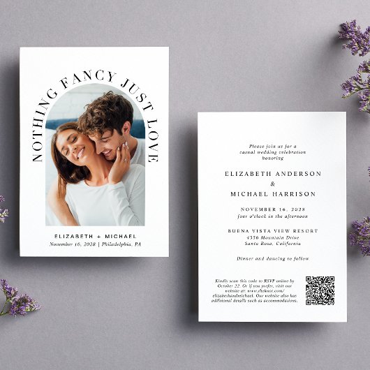 Moderner Foto QR Code Nichts Extravagant nur Liebe Einladung