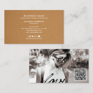 Moderner Foto-QR-Code & Social Media Ohne Logo Kra Visitenkarte