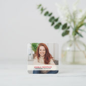 Moderner Foto-QR-Code - Verbinde dich mit mir - Ro Quadratische Visitenkarte (Stehend Vorderseite)