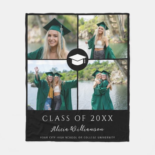 Moderner Foto schwarzer Abschluss Fleecedecke (Vorderseite)