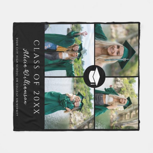 Moderner Foto schwarzer Abschluss Fleecedecke (Vorderseite (Horizontal))