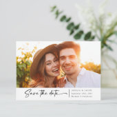 Moderner Foto Script Schriftart Save The Date (Stehend Vorderseite)