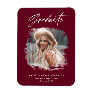 Moderner Foto-Skript-Bordeaux-Abschluss-Magnet Magnet