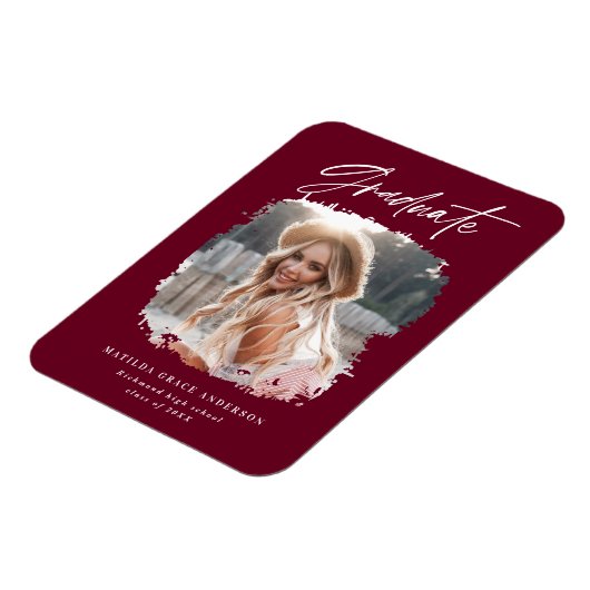 Moderner Foto-Skript-Bordeaux-Abschluss-Magnet Magnet (Linke Seite)