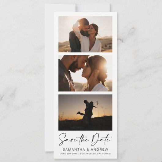 Moderner Foto Stand 3-Foto Qr-Code Save the Date (Vorderseite)