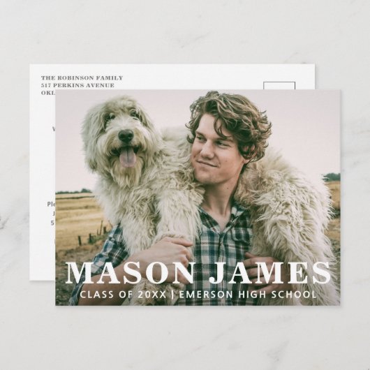 Moderner Foto Text Overlay-Abschluss Ankündigungspostkarte (Vorne/Hinten)