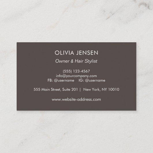 Moderner Foto Typografie Make-up Artist Visitenkarte (Rückseite)