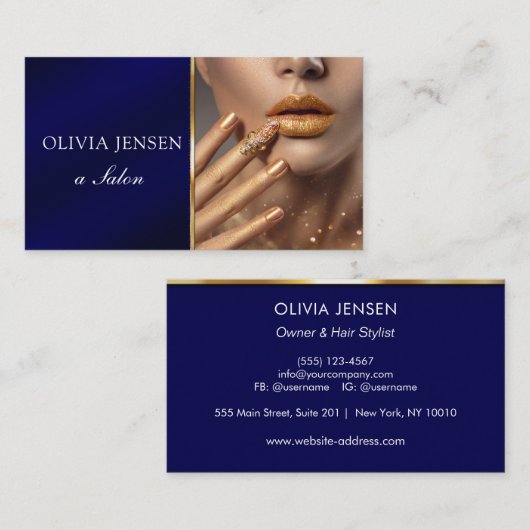 Moderner Foto Typografie Make-up Artist Visitenkarte (Vorne/Hinten)