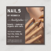 Moderner Foto Typografie Nail Artist QR Code Quadratische Visitenkarte (Vorderseite)