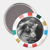 Moderner Foto-Urlaub mit farbenfrohen Schachbrette Magnet (Vorderseite/Rückseite)