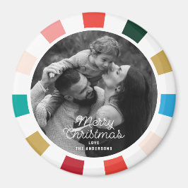 Moderner Foto-Urlaub mit farbenfrohen Schachbrette Magnet