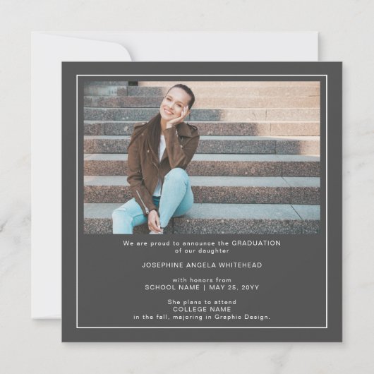 Moderner FotoCollage Abschluss Dunkelgrau 2022 Ankündigung (Rückseite)