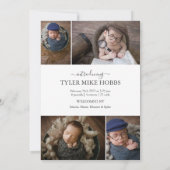 Moderner Fotocollage Custom Neugeborener Baby Boy Ankündigung (Rückseite)