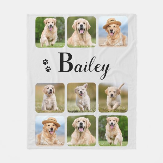 Moderner Fotocollage Personalisierter Hund Lover B Fleecedecke (Vorderseite)