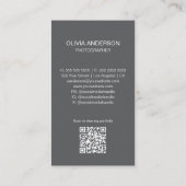 Moderner Fotograf 2 Fotos QR Code Einfach grau Visitenkarte (Rückseite)