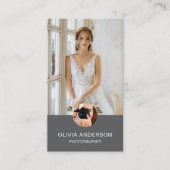 Moderner Fotograf 2 Fotos QR Code Einfach grau Visitenkarte (Vorderseite)