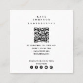 Moderner Fotograf 4 Fotos Grid QR Code Quadratische Visitenkarte (Rückseite)