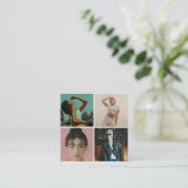 Moderner Fotograf 4 Fotos Grid QR Code Quadratische Visitenkarte (Stehend Vorderseite)