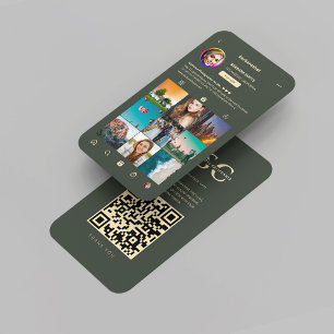 Moderner Fotograf Dunkelgrüner Gold-Instagramm Visitenkarte