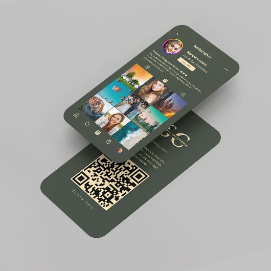 Moderner Fotograf Dunkelgrüner Gold-Instagramm Visitenkarte