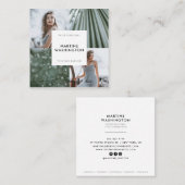 Moderner Fotograf mit elegantem, weißem Minimal-Fo Quadratische Visitenkarte (Vorne/Hinten)