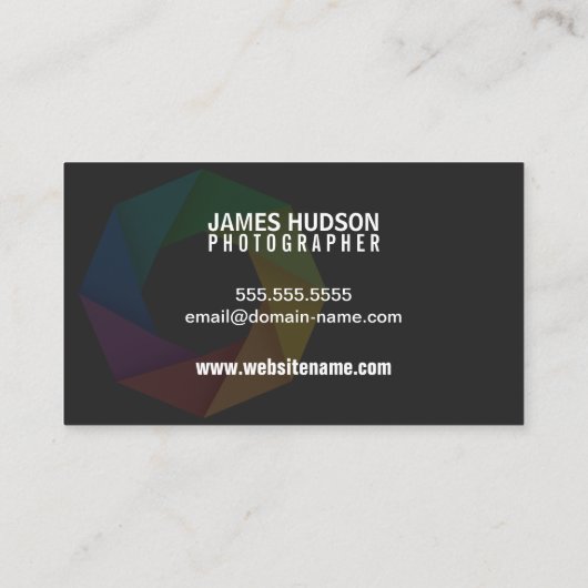 Moderner Fotograf Visitenkarte (Rückseite)