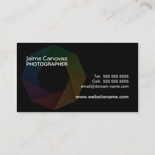 Moderner Fotograf Visitenkarte (Rückseite)