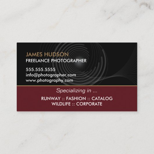 Moderner Fotograf Visitenkarte (Rückseite)