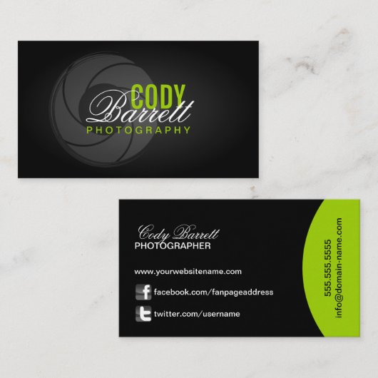 Moderner Fotograf Visitenkarte (Vorne/Hinten)
