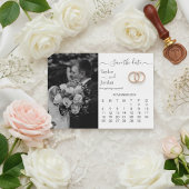 Moderner Fotokalender | Minimalistisches Schwarz-W Save The Date