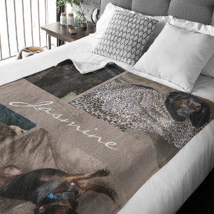 Moderner Fotomaterial Dog Taupe Fleecedecke