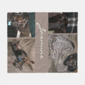Moderner Fotomaterial Dog Taupe Fleecedecke (Vorderseite (Horizontal))