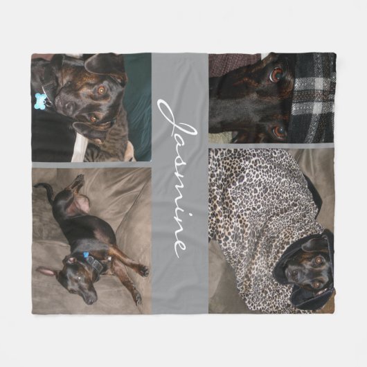 Moderner Fotomaterial Hund grau Fleecedecke (Vorderseite (Horizontal))