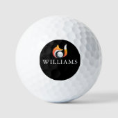 Moderner Fox- und Ball-Personalisierter Name Golfball (Vorderseite)