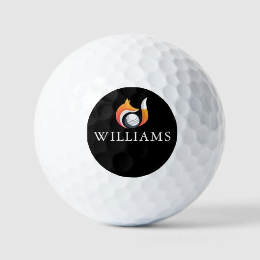 Moderner Fox- und Ball-Personalisierter Name Golfball (Vorderseite)
