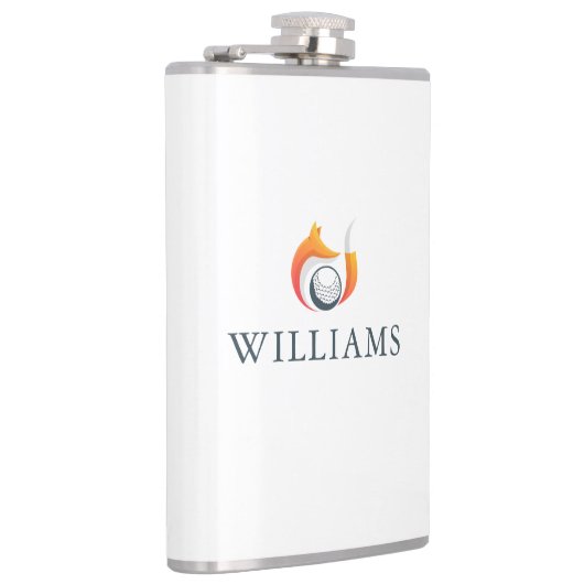 Moderner Fox- und Golfball-Personalisierter Name Flachmann (Rechts)