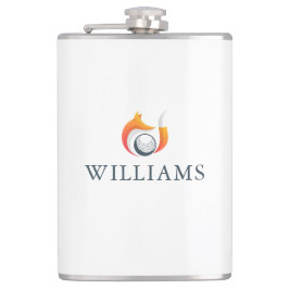 Moderner Fox- und Golfball-Personalisierter Name Flachmann