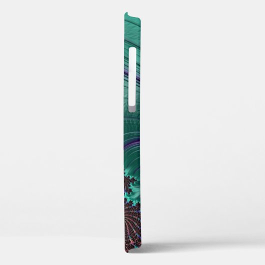 Moderner Fraktal Aquamarin Handgeschriebener Name Case-Mate iPhone Hülle (Rückseite / Links)