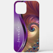 Moderner Fraktal Lila Handgeschriebener Name Case-Mate iPhone Hülle (Rückseite)