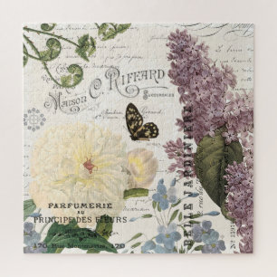Moderner französischer Vintage-Blumengarten-Puzzle Puzzle