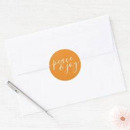 Moderner Frieden und Freude Orange White Weihnacht Runder Aufkleber