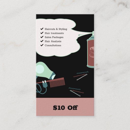 Moderner Friseur $10 Ermäßigungskarte Rabattkarte (Vorderseite)