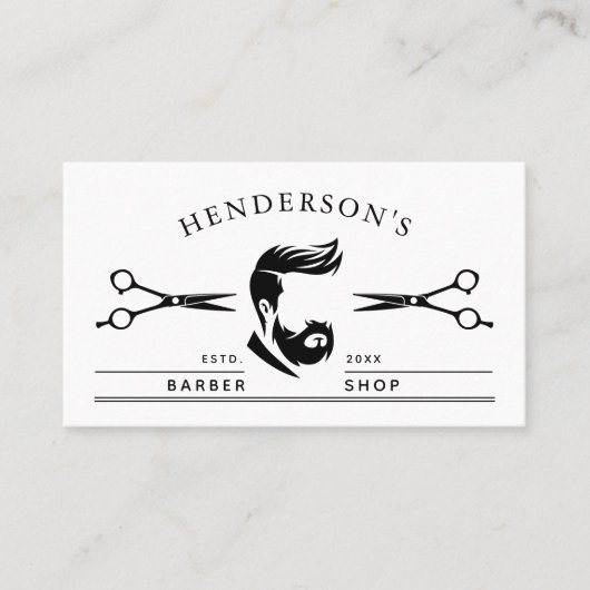 Moderner Friseur aus Schwarz und Weiß Visitenkarte (Vorderseite)