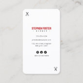 Moderner Friseur Barbershop Friseur Weißer Roter R Visitenkarte (Vorderseite)