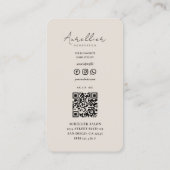 Moderner Friseur Beige Script Schönheitssalon Visitenkarte (Rückseite)