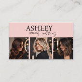 Moderner Friseur-Blush-Pink-Photo-QR-Code Visitenkarte (Vorderseite)