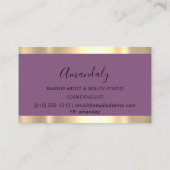 Moderner Friseur Coiffeur Goldschere Lila Visitenkarte (Rückseite)